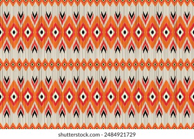ikat Abstract Ethnic art. Seamless pattern in tribal, folk embroidery, and Mexican style. Aztec geometric art ornament print.Design for carpet, cover.wallpaper, wrapping, fabric, clothing