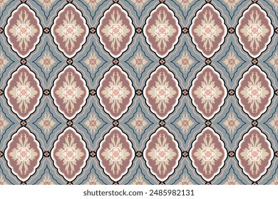 Ikat Abstract Ethnic art. Seamless pattern in tribal, folk embroidery, and Mexican style. Aztec geometric art ornament print. Design for carpet, cover wallpaper, wrapping, fabric, clothing