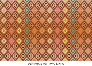ikat Abstract Ethnic art. Seamless pattern in tribal, folk embroidery, and Mexican style. Aztec geometric art ornament print.Design for carpet, cover.wallpaper, wrapping, fabric, clothing