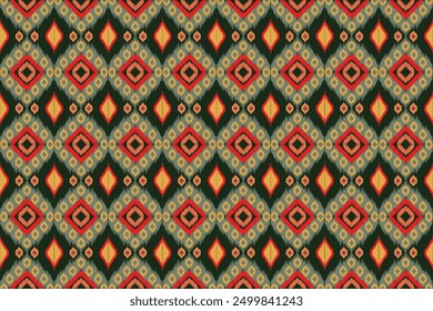 ikat Abstract Ethnic art. Seamless pattern in tribal, folk embroidery, and Mexican style. Aztec geometric art ornament print.Design for carpet, cover.wallpaper, wrapping, fabric, clothing