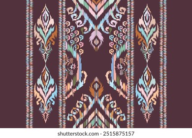 Ikat Abstract Ethnic art. Seamless pattern. geometric art. Design for fabric print, clothing, carpet, curtains."This content was created using vector drawing tools and software, not generated by AI"