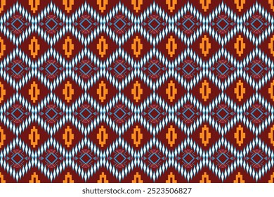 ikat Abstract Arte étnica Padrão perfeito em estilo tribal, popular bordado e mexicano. Arte geométrica asteca ornamento impressão Design para tapete, capa. Papel de parede, revestimento, tecido, vestuário