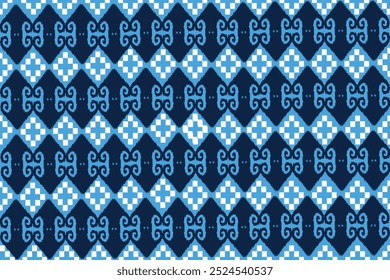 ikat Abstract Arte étnica Padrão perfeito em estilo tribal, popular bordado e mexicano. Arte geométrica asteca ornamento impressão Design para tapete, capa. Papel de parede, revestimento, tecido, vestuário