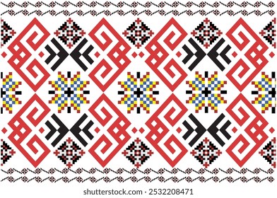 ikat Abstract Ethnic art Seamless pattern in tribal, folk embroidery, and Mexican style. Aztec geometric art ornament print Design for carpet, Cover. Wallpaper, wrapping, fabric, clothing