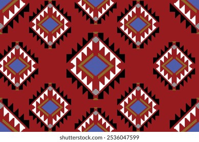 ikat Abstract Ethnic art Seamless pattern in tribal, folk embroidery, and Mexican style. Aztec geometric art ornament print Design for carpet, Cover. Wallpaper, wrapping, fabric, clothing
