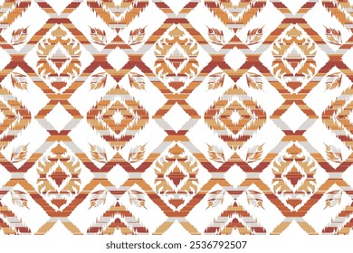 Ikat Abstract Ethnic art. Seamless pattern. Design for fabric print, clothing, carpet, curtains, cover, wallpaper, wrapping."This content was created using vector drawing tools not generated by AI"