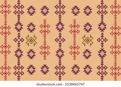 ikat Abstract Ethnic art Seamless pattern in tribal, folk embroidery, and Mexican style. Aztec geometric art ornament print Design for carpet, Cover. Wallpaper, wrapping, fabric, clothing