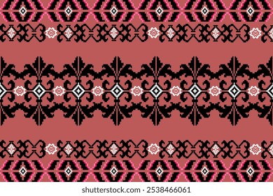 ikat Abstract Ethnic art Seamless pattern in tribal, folk embroidery, and Mexican style. Aztec geometric art ornament print Design for carpet, Cover. Wallpaper, wrapping, fabric, clothing