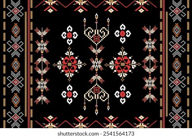 ikat Abstract Ethnic art Seamless pattern in tribal, folk embroidery, and Mexican style. Aztec geometric art ornament print Design for carpet, Cover. Wallpaper, wrapping, fabric, clothing