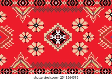ikat Abstract Ethnic art Seamless pattern in tribal, folk embroidery, and Mexican style. Aztec geometric art ornament print Design for carpet, Cover. Wallpaper, wrapping, fabric, clothing