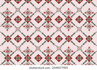 ikat Abstract Ethnic art Seamless pattern in tribal, folk embroidery, and Mexican style. Aztec geometric art ornament print Design for carpet, Cover. Wallpaper, wrapping, fabric, clothing