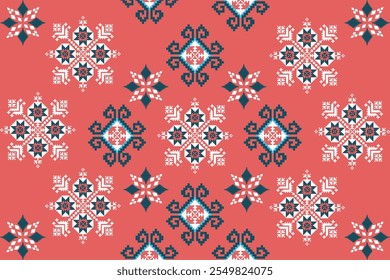 ikat Abstract Ethnic art Seamless pattern in tribal, folk embroidery, and Mexican style. Aztec geometric art ornament print Design for carpet, Cover. Wallpaper, wrapping, fabric, clothing