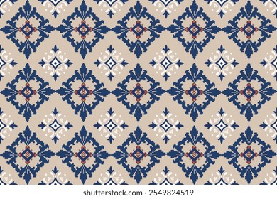 ikat Abstract Ethnic art Seamless pattern in tribal, folk embroidery, and Mexican style. Aztec geometric art ornament print Design for carpet, Cover. Wallpaper, wrapping, fabric, clothing