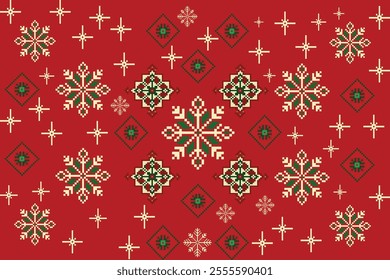 ikat Abstract Ethnic art Seamless pattern in tribal, folk embroidery, and Mexican style. Aztec geometric art ornament print Design for carpet, Cover. Wallpaper, wrapping, fabric, clothing, pixel art