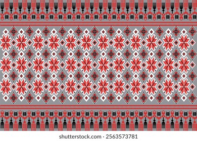 ikat Abstract Ethnic art Seamless pattern in tribal, folk embroidery, and Mexican style. Aztec geometric art ornament print Design for carpet, Cover. Wallpaper, wrapping, fabric, clothing, pixel art