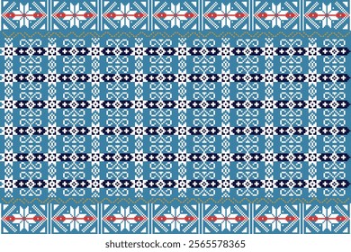 ikat Abstract Ethnic art Seamless pattern in tribal, folk embroidery, and Mexican style. Aztec geometric art ornament print Design for carpet, Cover. Wallpaper, wrapping, fabric, clothing, pixel art