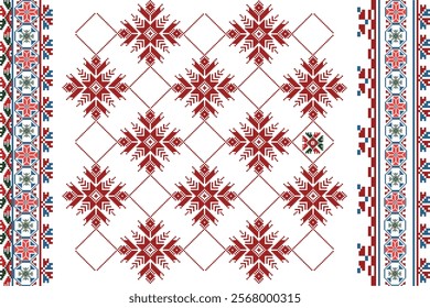ikat Abstract Ethnic art Seamless pattern in tribal, folk embroidery, and Mexican style. Aztec geometric art ornament print Design for carpet, Cover. Wallpaper, wrapping, fabric, clothing, pixel art