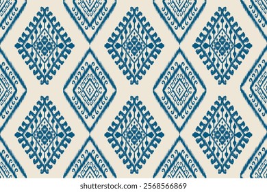 ikat Abstract Ethnic art. Seamless pattern in tribal, folk embroidery, and Mexican style. Aztec geometric art ornament print.Design for carpet, cover.wallpaper, wrapping, fabric, clothing