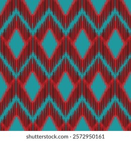 
ikat abstract ethnic art Seamless pattern in tribal, folk embroidery and Mexican style. Ornate, Aztec geometric art print. Design for rugs, covers, wallpaper, wrapping paper, clothing fabric