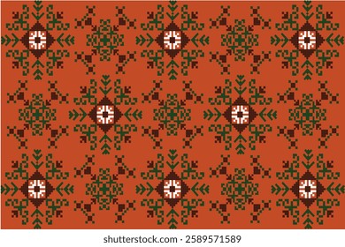 ikat Abstract Ethnic art Seamless pattern in tribal, folk embroidery, and Mexican style. Aztec geometric art ornament print Design for carpet, Cover. Wallpaper, wrapping, fabric, clothing, pixel art