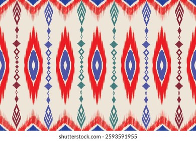 ikat Abstract Ethnic art. Seamless pattern in tribal, folk embroidery, and Mexican style. Aztec geometric art ornament print.Design for carpet, cover.wallpaper, wrapping, clothing 