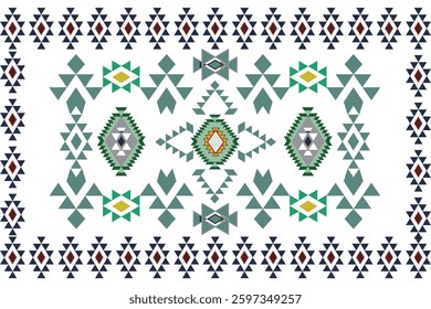 ikat Abstract Ethnic art Seamless pattern in tribal, folk embroidery, and Mexican style. Aztec geometric art ornament print Design for carpet, Cover. Wallpaper, wrapping, fabric, clothing, pixel art