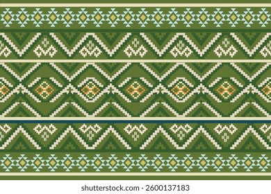 ikat Abstract Ethnic art Seamless pattern in tribal, folk embroidery, and Mexican style. Aztec geometric art ornament print Design for carpet, Cover. Wallpaper, wrapping, fabric, clothing, pixel art