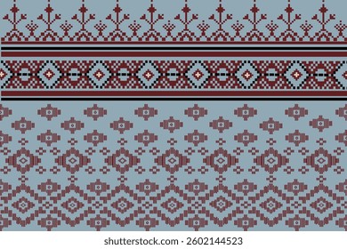 ikat Abstract Ethnic art Seamless pattern in tribal, folk embroidery, and Mexican style. Aztec geometric art ornament print Design for carpet, Cover. Wallpaper, wrapping, fabric, clothing, pixel art