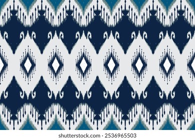 ikat Abstract Etnic art.Seamless padrão em tribal, bordado folclórico, e estilo mexicano. Arte geomética asteca ornamento print.Design para tapete, cover.wallpaper, envoltório, tecido, roupas
