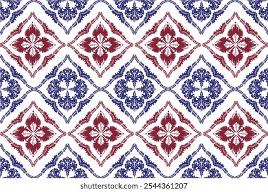 ikat Abstract Ethnic art.Seamless pattern in tribal, folk embroidery, and Mexican style. Aztec geometic art ornament print.Design for carpet, cover.wallpaper, wrapping, fabric, clothing