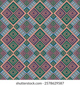 ikat Abstract Ethnic art.Seamless pattern in tribal, folk embroidery, and Mexican style. Aztec geometic  art ornament print.Design for carpet, cover.wallpaper, wrapping, fabric, clothing