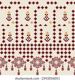 ikat Abstract Ethnic art.Seamless pattern in tribal, folk embroidery, and Batik style. Aztec geometic  art ornament print.Design for carpet, cover.wallpaper, wrapping, fabric, clothing, Blossom,Acacia