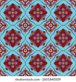 ikat Abstract Ethnic art.Seamless pattern in tribal, folk embroidery, and Mexican style. Aztec geometic  art ornament print.Design for carpet.