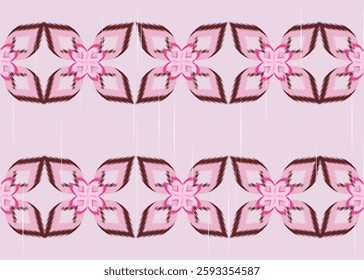 Ikat Abstract ethnic geometric pattern, Seamless pattern traditional. Ikat pattern. Design for background, vector, wallpaper, clothing, illustration, batik, fabric. Pink, flower, flora