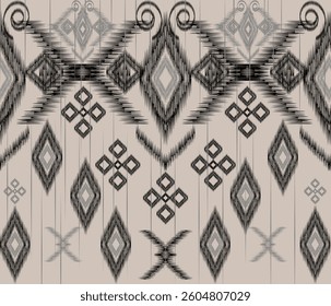 Ikat Abstract ethnic geometric pattern. Aztec ornament print. motif ethnic handmade traditional. Ikat floral pattern. Design for background, vector, wallpaper, clothing, illustration, batik, fabric.