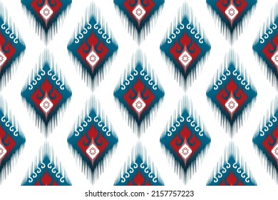 Ikat diseño de patrones étnicos abstractos. Moqueta de tela azteca mandala adornos de decoración textil papel tapiz. Geometric tribal boho nativa de la textura turca tradicional bordado fondo vectorial 