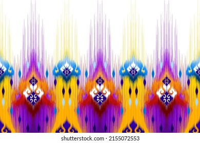 Ikat abstract ethnic textile pattern design. Aztec fabric carpet mandala ornaments textile decorations wallpaper. Tribal boho native textile turkey traditional embroidery vector background 
