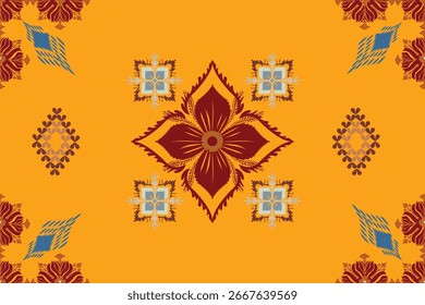 Ikat Abstract Ethric art,seamless pattern with cats