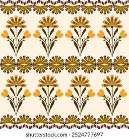 Ikat abstract flower birds geometric embroidery elements seamless pattern. Modern decorative texture design for fabric, clothing, ornament, wallpaper, background, illustration, decoration, printing
