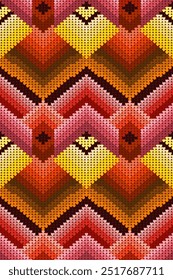 Ikat abstract geometric Aztec boho seamless pattern. Native modern decorative elements design for fabric, clothing, embroidery, ornament, wallpaper, background, border decor, illustration, texture