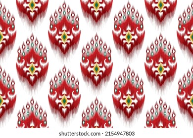 Ikat abstract geometric ethnic textile pattern. Tribal boho native textile turkey traditional embroidery vector background. Aztec fabric carpet mandala ornaments textile decorations wallpaper.