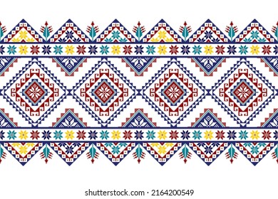 Ikat abstract geometric ethnic textile seamless pattern design. Aztec fabric carpet mandala ornaments textile decorations wallpaper. Tribal boho native textile turkey traditional embroidery vector 