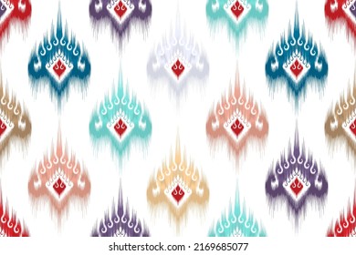 Ikat diseño abstracto de patrones de tipo textil geométrico abstracto y sin fisuras. Típico boho nativa pavo textil tradicional bordado fondo vectorial. Moqueta de tela azteca mandala adornos textiles.