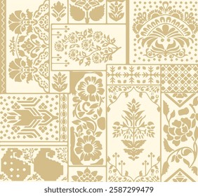 Ikat abstract pattern. Illustration ikat blue watercolor abstract floral paisley seamless pattern. Ikat abstract pattern use for fabric, textile, home decoration elements, upholstery, wrapping,