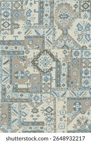 Ikat abstract pattern. Illustration ikat blue watercolor abstract floral paisley seamless pattern. Ikat abstract pattern use for fabric, textile, home decoration elements, upholstery, wrapping,