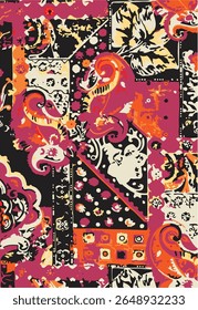 Ikat abstract pattern. Illustration ikat blue watercolor abstract floral paisley seamless pattern. Ikat abstract pattern use for fabric, textile, home decoration elements, upholstery, wrapping,