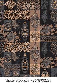 Ikat abstract pattern. Illustration ikat blue watercolor abstract floral paisley seamless pattern. Ikat abstract pattern use for fabric, textile, home decoration elements, upholstery, wrapping,