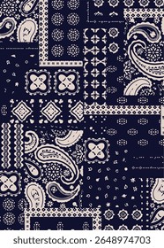 Ikat abstract pattern. Illustration ikat blue watercolor abstract floral paisley seamless pattern. Ikat abstract pattern use for fabric, textile, home decoration elements, upholstery, wrapping,