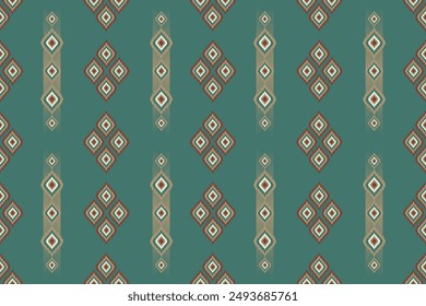 Ikat abstract. Seamless geometric pattern in tribal, folk embroidery style. Aztec geometric art ornament print.Design for carpet, wallpaper, clothing, wrapping, fabric, cover, textile.