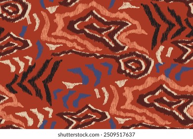 Ikat abstract seamless pattern, geometric design, motif ethnic handmade, Ikat ethnic tribal, boho colors seamless wallpaper. Ethnic Ikat background art, African style 